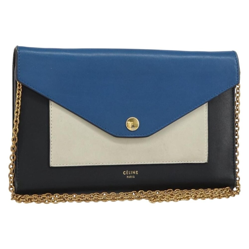 Celine Pocket Envelope Wallet on Chain Leather Medium